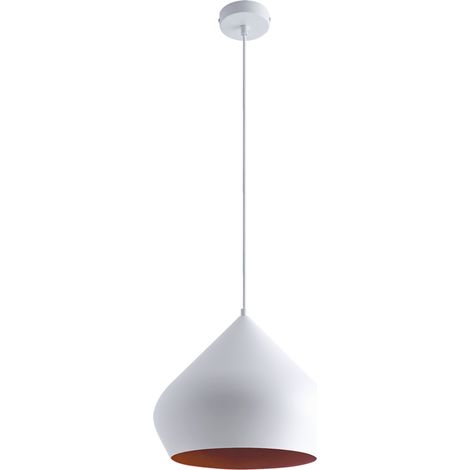 Paco Home Luminaria Suspensión Cocina Colgante Comedor Mesa Industrial Ø38cm Blanco Cobre, Transparente G95 800 Lumen / 7W