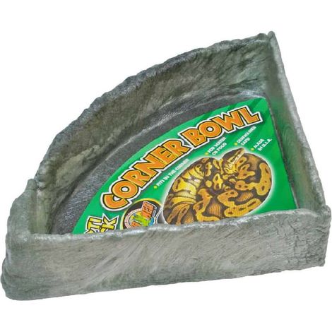 S - 4,4x12,7x12,7 cm: Abbeveratoio Vaschetta Repti Rock Corner Bowl in resina