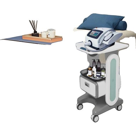 Carrito de belleza, capacidad de carga de 60 kg, 4 ruedas universales, 1 cajón, 2 estantes, dimensiones 443676 cm (1/5)