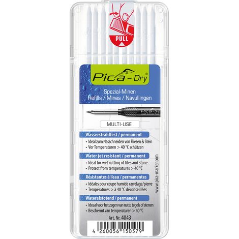 Pica Dry 10 x Spezialminen wasserstrahlfest Weiß