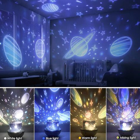 Kinder-Nachtlicht Sternenlampe Projektor, 360° Drehung mit Musik, Nachtlicht + Timer + Fernbedienung + 6 Farben, LED Nachtlicht Sternenhimmel Baby für Geburtstag, Hase