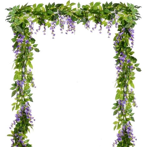 Lot de 10 guirlandes artificielles réalistes - Fleurs de glycine résistantes aux UV, décorations suspendues pour mariages, fêtes, jardin et maison-AquaForge (1/5)