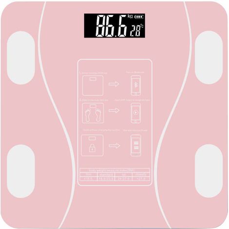 Balance Connectée Bluetooth Rose - Pèse-Personne Intelligent Haute Précision jusqu'à 180kg pour Hommes et Femmes (1/5)