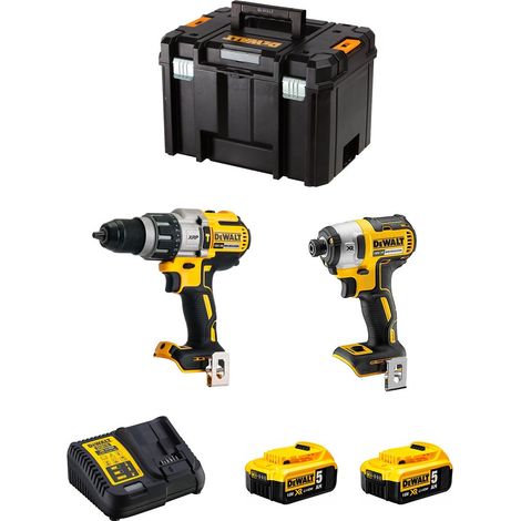 Dewalt – Pack de 2 outils électroportatifs 18V – Perceuse à percussion DCD996 avec 3 vitesses – Visseuse à chocs DCF887 avec moteur Brushless (1/5)