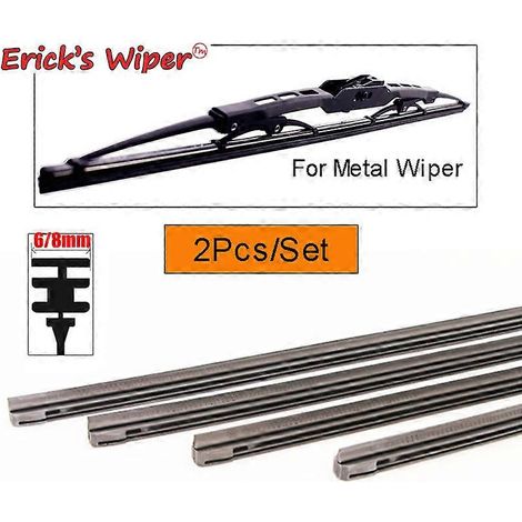 cartouches en caoutchouc souple de 6 mm/8 mm pour essuie-glaces de voiture en métal, compatibles avec les pare-brise de véhicules de 14", 16", 22", 24" et 26". (1/5)