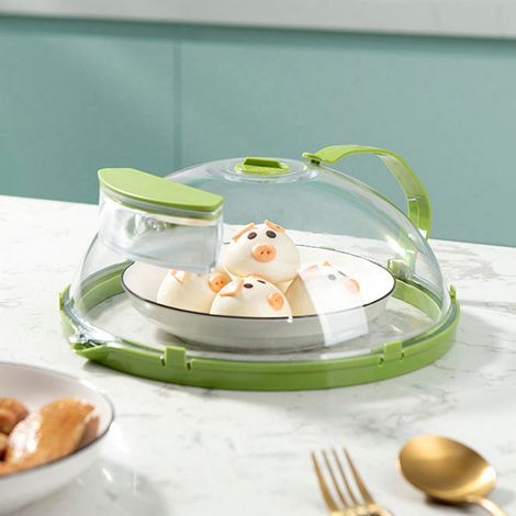Coperchio retrattile per riscaldare e conservare gli alimenti nel forno a microonde con riempimento d'acqua, protegge dagli odori incrociati, mantiene il cibo caldo e preserva i piatti