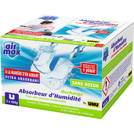 UHU Air max magnet - Ricariche senza profumo per assorbitore di umidità Air max magnet, 2x 450g (1/3)