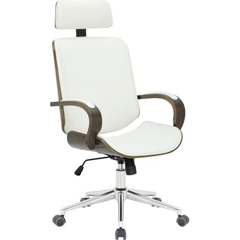 Fauteuil de bureau Dayton en Similicuir Ajustable et pivotant Blanc / Gris