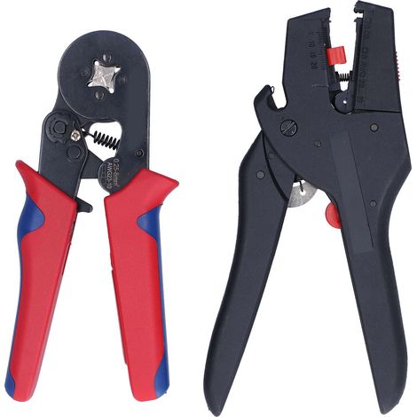 Kit d'outils de sertissage comprenant une pince à sertir et un dénudeur de fils, avec sac de rangement, pour la connexion des fils de décoration intérieure. (1/5)
