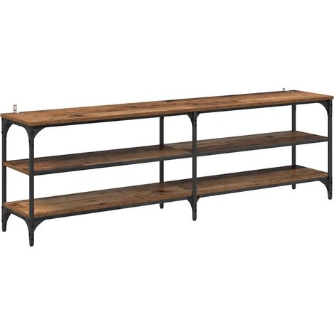 Meuble TV polyvalent rustique avec 3 étagères 160 x 30 x 50 cm en bois ancien (1/5)