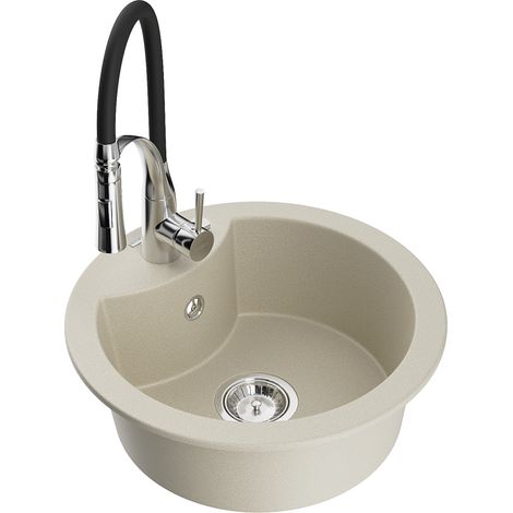 Mexen Diego 1-Becken-Granit-Spüle mit Mischbatterie Aster, Beige - 6512-69-73450-07 (1/5)