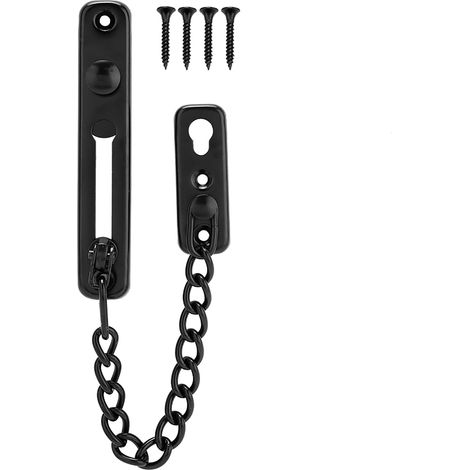 Chaîne de Sécurité Anti-Vol pour Porte Intérieure - Stylé 1 en Acier Inoxydable Noir (1 Chaîne + Vis) (1/5)
