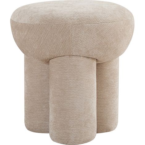 Pouf in tessuto ciniglia beige - KUMBODA