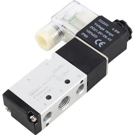 Électrovanne pneumatique 2 positions 5 voies en alliage d'aluminium antiusure de rechange 4V210 08 DC24V (1/5)