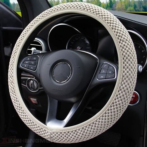 Lenkradbezug, universeller elastischer Lenkradbezug, dickes Massagenetz 38 cm ohne Ring, Bremsabdeckung - Beige 1 Stück[B]