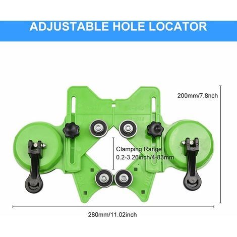 Guide de scie-cloche de 4 à 83 mm, guide de scie-cloche, gabarit de fixation réglable pour carrelage, céramique, verre, marbre, porcelaine (vert) (1/4)