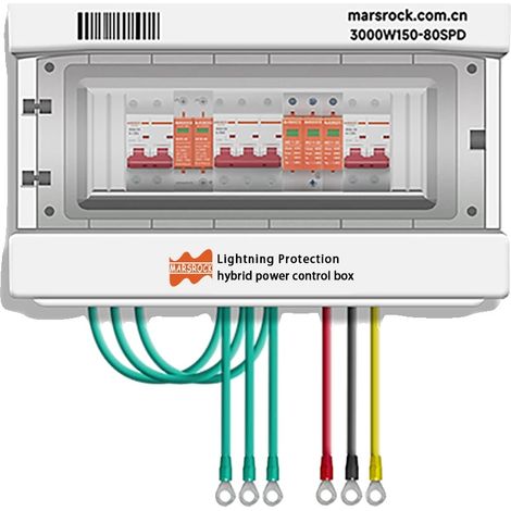 Caja de control de protección contra sobretensiones, compatible con energía eólica y solar, alta capacidad de corriente, con cable. (1/2)
