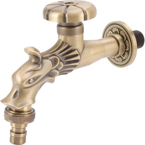 Robinet ancien G1/2 en laiton gravé, style bronze vintage, en forme de cheval, pour lavabo suspendu de salle de bain, filetage interne. (1/5)