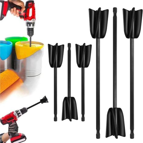 6 Pcs Melangeur Peinture Pour Visseuse Peinture Epoxy Blenders Pour Mélanger La Résine Époxy, 3 Forets de 16,5 cm, 3 Forets de 22 cm La Peinture En Céramique Noir (1/5)