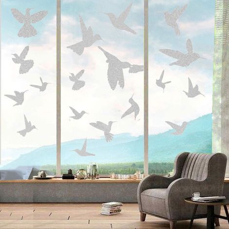 Autocollants d'Oiseau Anti-Collision Larges Autocollants de Fenêtre pour Empêchement d’Impact d'Oiseau Autocollants Anti-Oiseaux sur Porte Verre Autocollants Translucides/Poussiéreux (1/5)