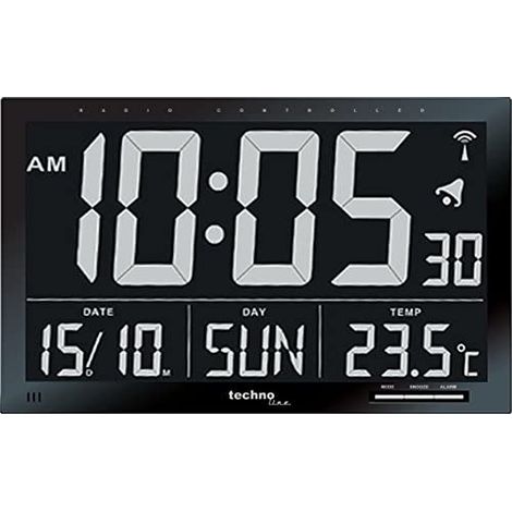 Technoline WS 8007 réveil numérique noir écran LCD Jumbo (1/5)