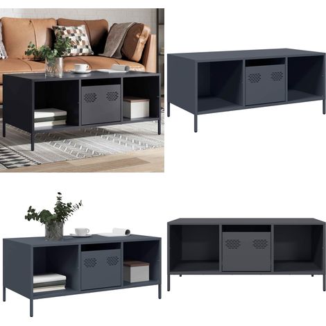 vidaXL Couchtisch Anthrazit 101,5x50x43,5 cm Kaltgewalzter Stahl (1/5)