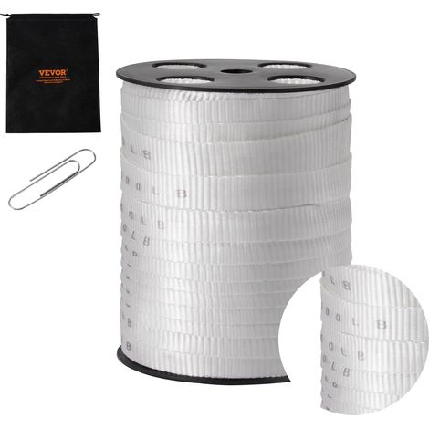 VEVOR Polyester-Zugband, 80,8 m x 1,9 cm, 1134 kgf Zugkapazität, bedrucktes Gurtband zum Kabelziehen für Verpackung, Gartenarbeit, gewerbliche Elektrik, Leitungsarbeiten, weiß