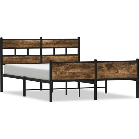 Maison Exclusive - Metallbett ohne Matratze Räuchereiche 160x200