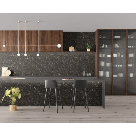 Carrelage Effet Terrazzo Hexagonal AROUSA 25,8x29cm (1m2) Noir - Les Carreaux de Jean (1/2)