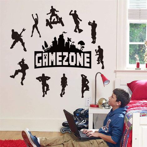 Autocollant Mural Gamer Sticker Muraux Noir Chambre Garcon Amovible Deco Stickers Salle de Jeux Enfant Decoration (1/5)