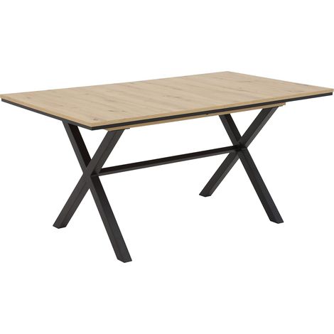 Table à Manger Extensible, Matériau Dérivé du Bois avec Revêtement en Mélamine, Chêne Artisan, Piètement Anthracite en X, 160-200 x 90 cm (1/5)
