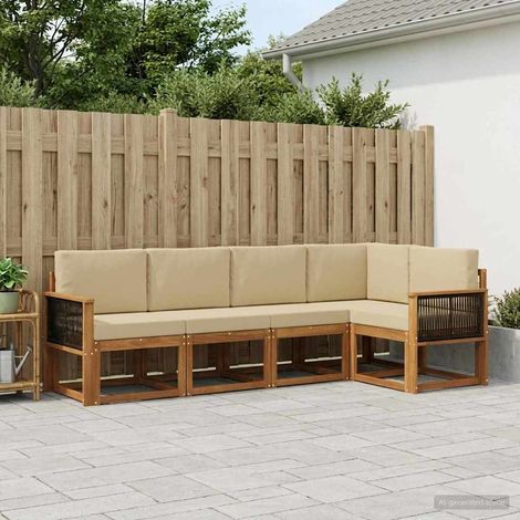 vidaXL Outdoor-Sofagarnitur 5 pcs Natur und Beige Polyester (1/5)