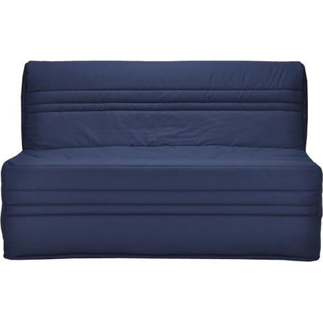 Les Tendances – Banquette BZ 3 places – Tissu 100 % coton bleu marine – Dimensions L 143 x P 97 x H 89 cm – Fabrication française