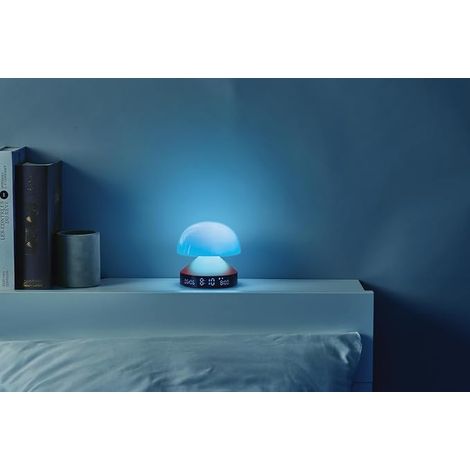 Lexon Reveil matin lumineux, simulateur d'aube et crépuscule, 5 sons naturels, lampe de chevet LED veilleuse et luminothérapie - Rouge Sombre (1/4)