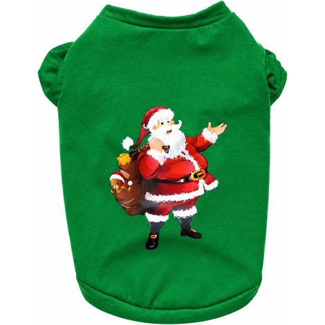 T-shirt de Noël pour chien, vêtements pour animaux de compagnie pour Teddy Bichon Poméranien, XS S M, polyester XS - Vert Père Noël (1/5)