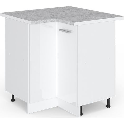 Angolo universale R-Line, Bianco lucido, 75.6 cm con anta, con piano di lavoro, Vicco