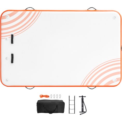 Mophorn Aufblasbares Schwimmdock, 2,44 x 1,52 m, rutschfeste Wasserplattform, tragbare Tragetasche und abnehmbare Leiter, Floß für Pool, Strand, Meer