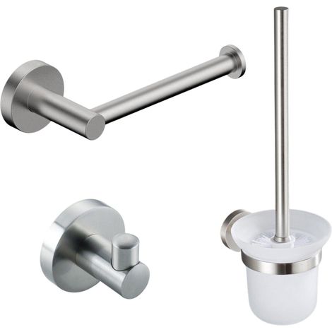 FugaFlow Eccelente Sobrado ensemble de toilette 3 pièces en acier inoxydable brossé (1/4)