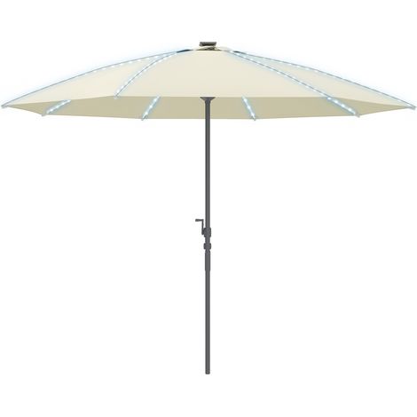 Sombrilla Terraza LED UV50+ Aluminio Manivela Techo Ventilado Ø300x256 cm Crema