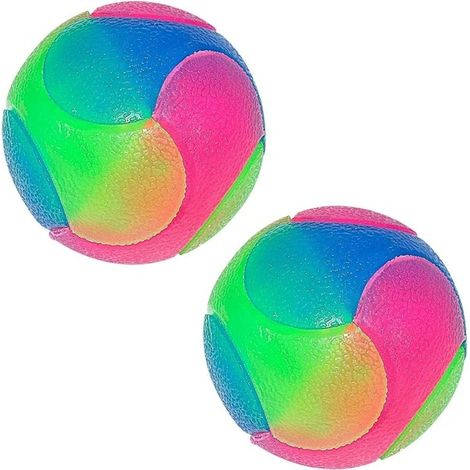 Lot de 2 balles LED pour chien. Balle interactive rebondissante et lumineuse avec paillettes. Balle élastique clignotante. Jouet pour chien de 7 cm. (1/4)