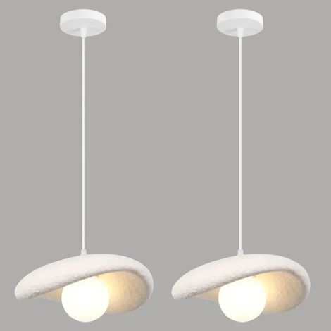 2x Retro Suspension Luminaire,20cm Lustre Vintage Abat-jour en Ciment Blanc G9 Lampe de Plafond avec G9 Ampoule,Lumière (1/5)
