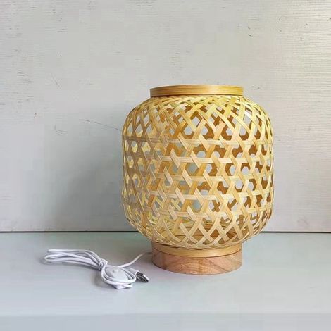 Lampe de chevet en bambou pour chambre à coucher, petite lampe de table décorative Tatami, 20 x 23 cm (1/5)