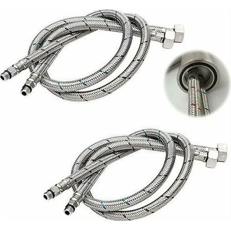 Manguera de conexión de 3/8 DN6 de 60 cm de largo para grifos, manguera de agua flexible roscada de compresión, 2 piezas (1 par). (1/4)