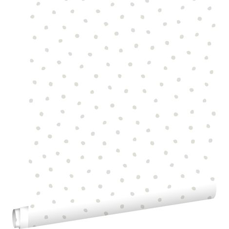 papier peint à motif de points gris et blanc - ESTAhome (1/5)