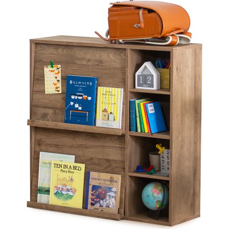 Iris Ohyama, Meuble, étagère, Bibliothèque de rangement, Avec 2 portes, FR-F2- Marron Cendré, L33.8 x P89 x H90 cm (1/5)
