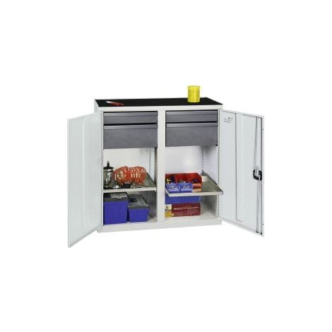 Armadio portautensili e materiali Stumpf serie 3000 grigio chiaro + 2 cassetti 100 mm + 2 cassetti 200 mm + 2 ripiani estraibili - 3002307