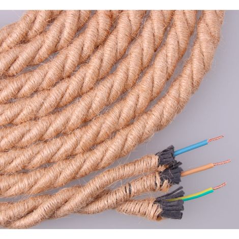 Cable de cuerda de yute trenzado 3x0,75mm 20m Euro/m