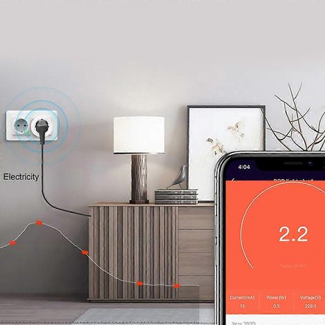 Adaptateur secteur intelligent Tuya pour prise connectée UE RGB avec télécommande Wi-Fi et commande vocale 16 A (1/4)