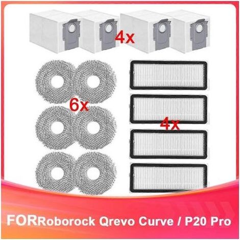 Kit de 14 pièces de rechange pour aspirateur robot Roborock Qrevo Curve / P20 Pro, filtres HEPA (1/5)