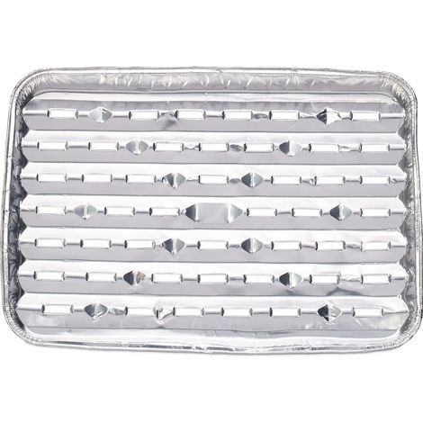 Lotto di 25 pratiche vaschette alimentari per grigliate 25 x 20 x 6 cm in alluminio argentato 130012938
